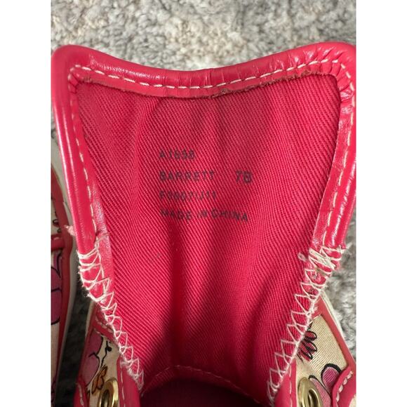 Coach Sz 7 Barret Poppy Floral Canvas Sneakers Pink & White Preppy Shoes - Picture 8 of 9